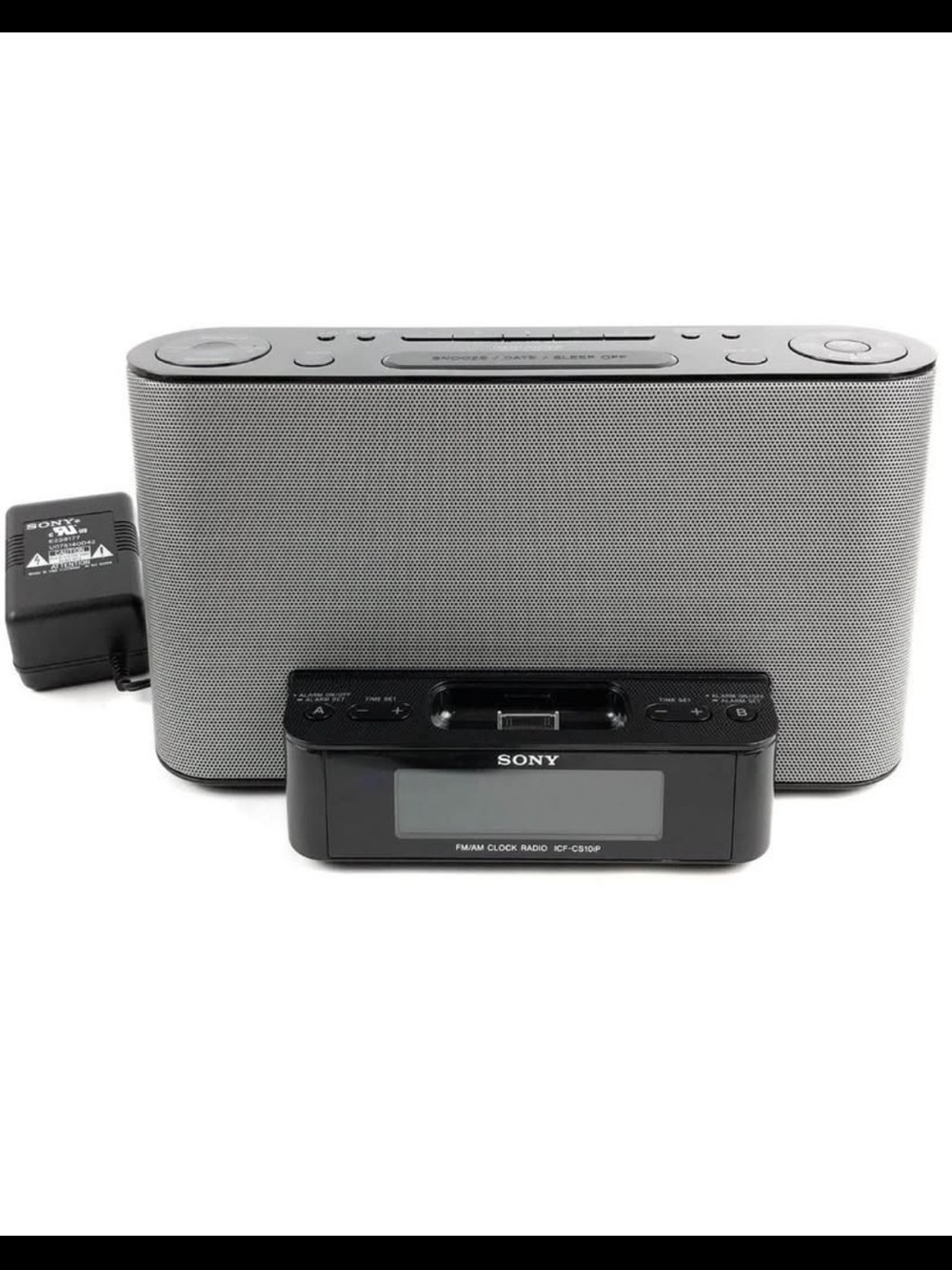 Sony Dream Machine ICF-CS10iP AM/FM Black Gray Portable Speaker Dock LCD Clock